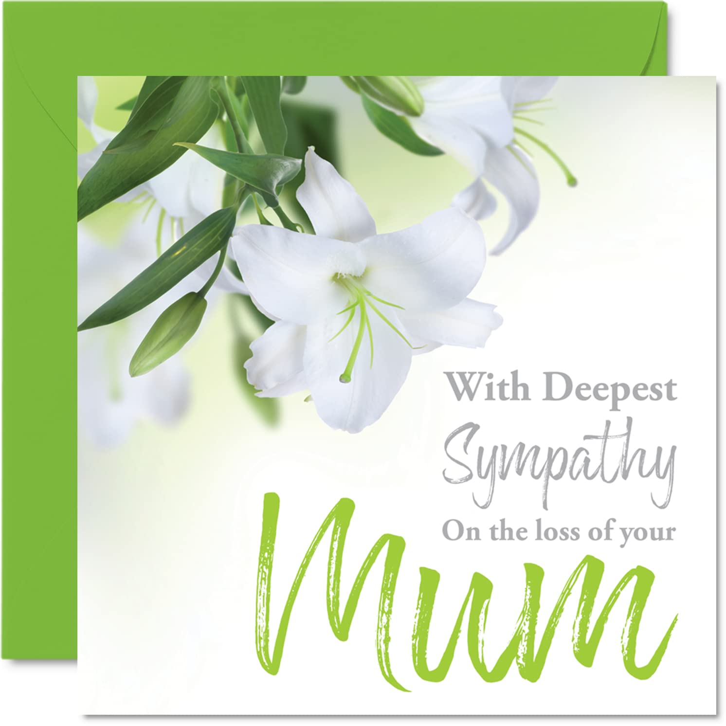 Sympathy Cards - With Deepest Sympathy On The Loss Of Your Mum Card - Sorry Mourning Bereavement Cards for Adults, 145mm Condolences Thinking of You Card, Floral Greeting