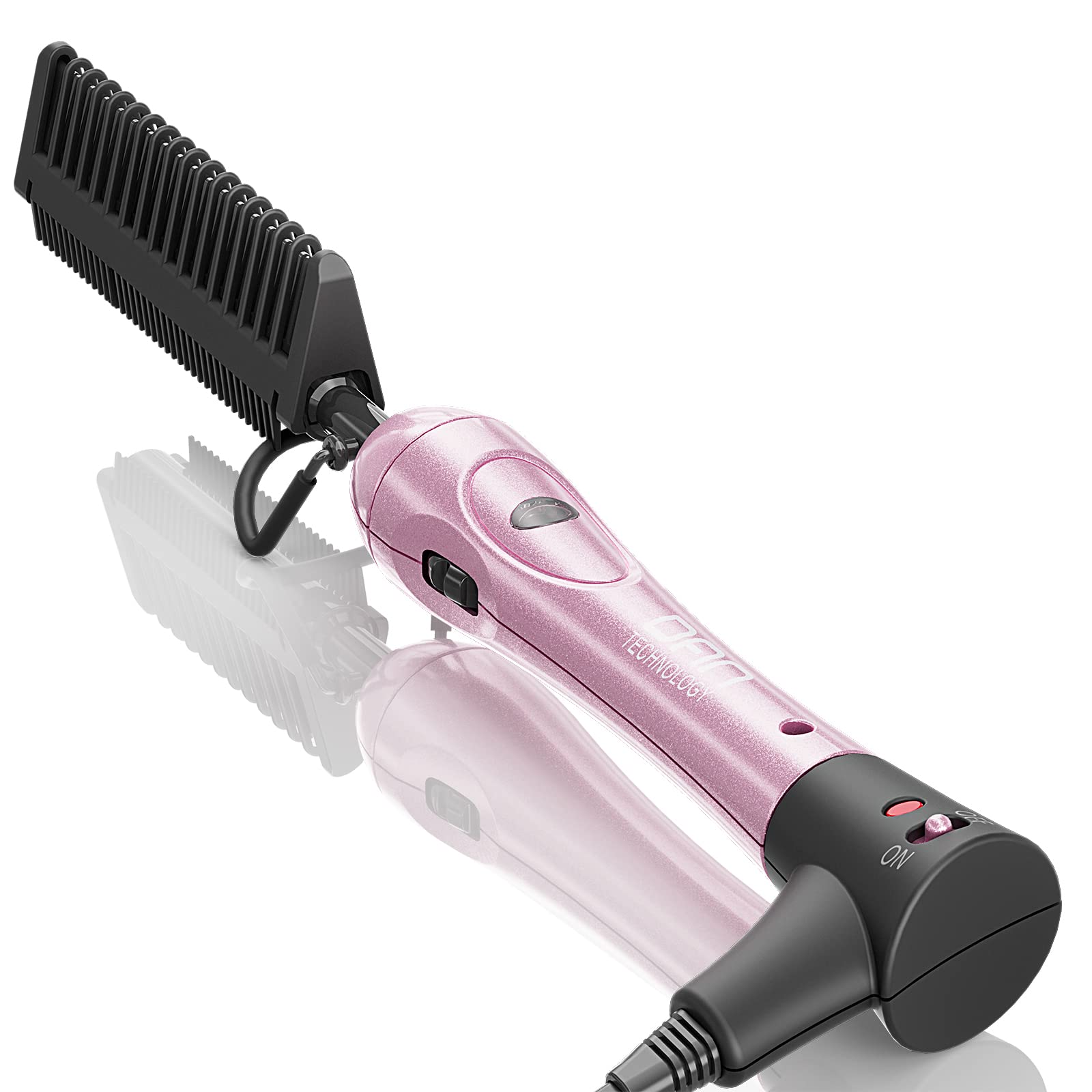 Photo 1 of 500 Degree Temperature Adjustable Ceramic Heat Comb with 60 min Shut Off - Plug-in Electric Straightener for Wigs and Natural Black Hair, Pink