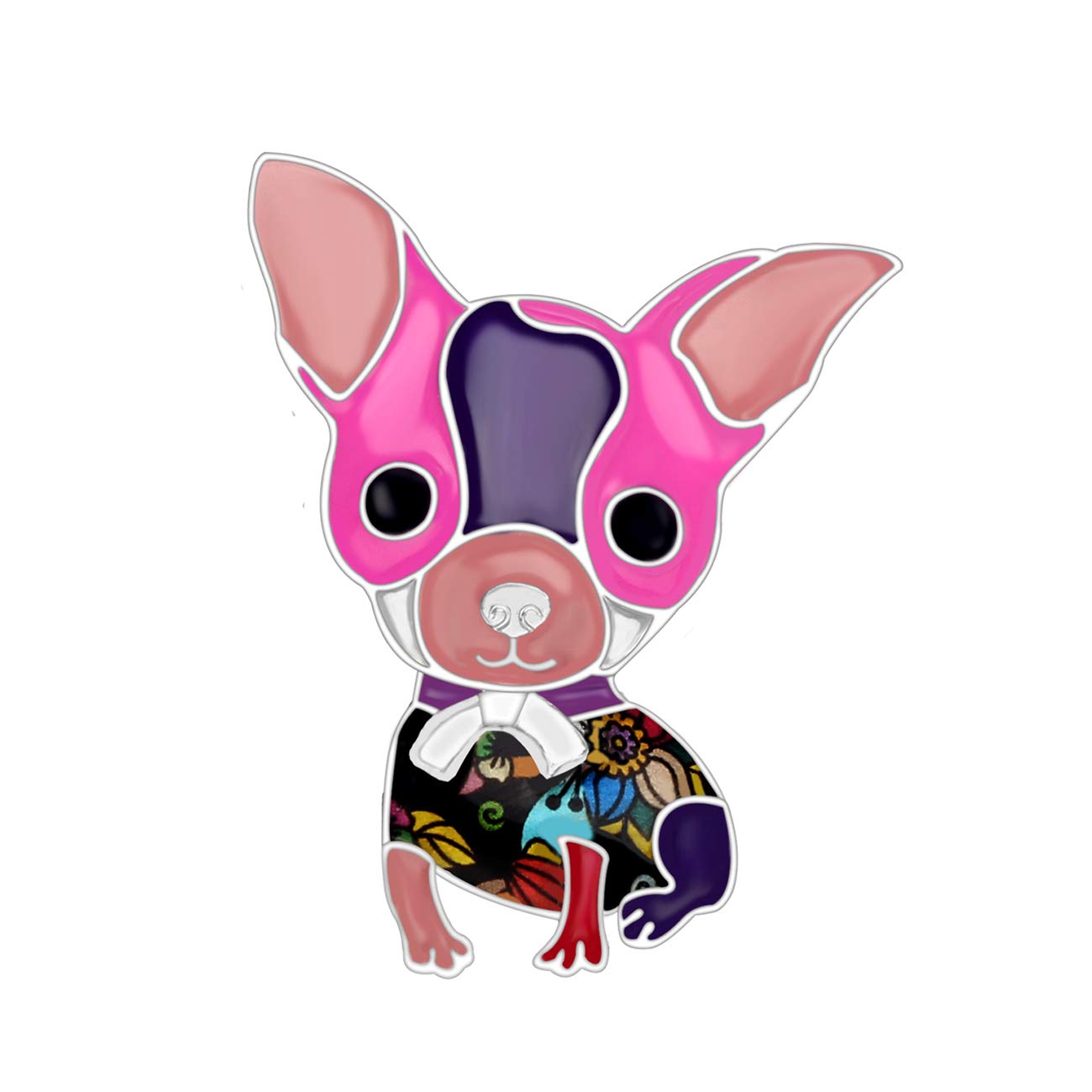 Bonsny Enamel Alloy Sweet Chihuahua Dog Brooches Pin Jewelry For Women Girls Novelty Gift Charms (Purple)