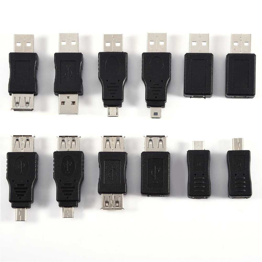 Diyeeni USB2.0 Adapter,Pack of 12 Pcs Multiple USB2.0 Adapters Micro/Mini Male Female Converters Connectors,Plug and play