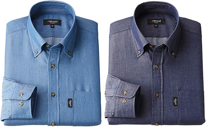 Amazon Pierucci ピエルッチ ボタンダウンデニムシャツ2色組 Gv 023 シャツ 通販