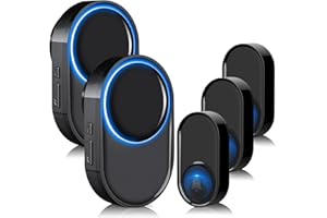Wireless Doorbell - PHYSEN Waterproof Doorbell Chime Kits 2 receivers - Operating at 1300 ft Range - 58 Melodies 5 Volume Levels & LED Flash - Door Bells & Chimes Wireless for Home Classroom