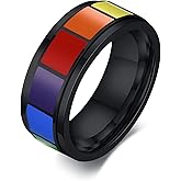 LGBT Gay Pride Spinner Rings for Men Women Stainless Steel Stress Relief Fidget Inspiration Encourage Wedding Band Ring 8mm