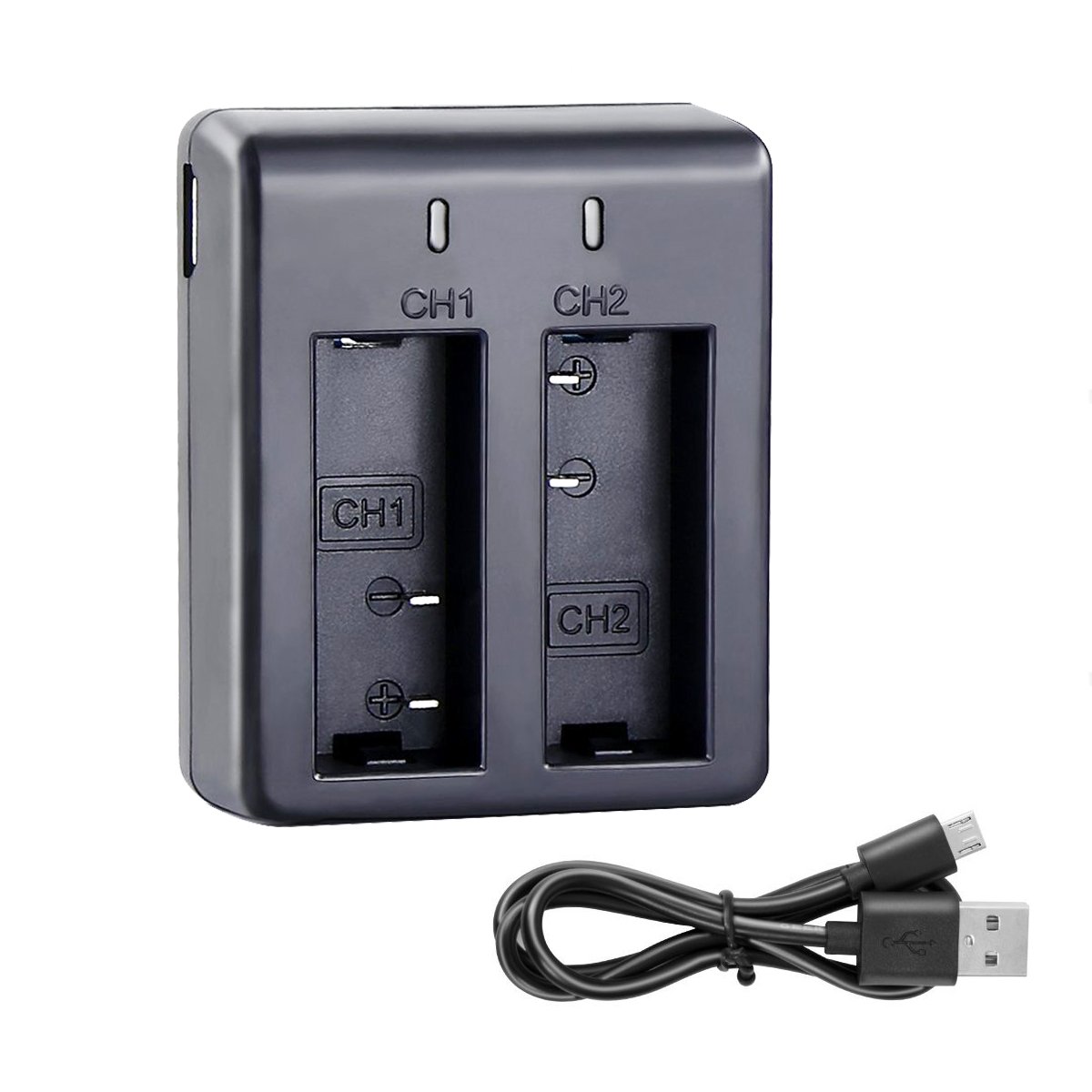 YDI Action Camera Dual Battery Charger Compatible with AKASO/Exprotrek/WOLFANG/Apexcam/Surfola/Jadfezy/ACTMAN/VEMONT Sport Cam Battery etc.