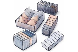 Wardrobe Clothes Organizer Set, 5-Pack Mesh Drawer Organizers for Closet Storage, Foldable Storage Boxes for Socks, Underwear