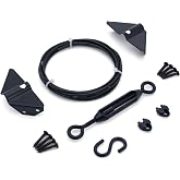 HILLMASTER Durable Anti Sag Gate Kit for Wooden Fence, Anti-Sag Gate Support Cable Kit in Zinc, Anti-Sagging Fence Gate Kit Steel Gate Hardware, Wood Door Repair Kit for Outdoor, Gate Frame Kit Black