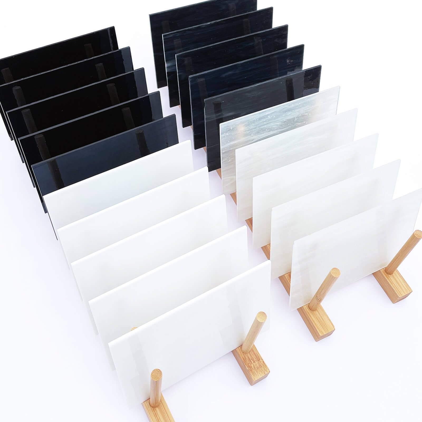 Photo 1 of LITMIND 24 Sheets Stained Glass Variety Pack – Black & White Series 6 x 4 Inch Smooth Art Glass for Mosaic Crafts, DIY Art Projects & Supplies