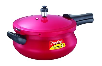 Prestige Deluxe Plus Junior Induction Base Aluminium Pressure Handi, 4.8 Litres, Flame Red