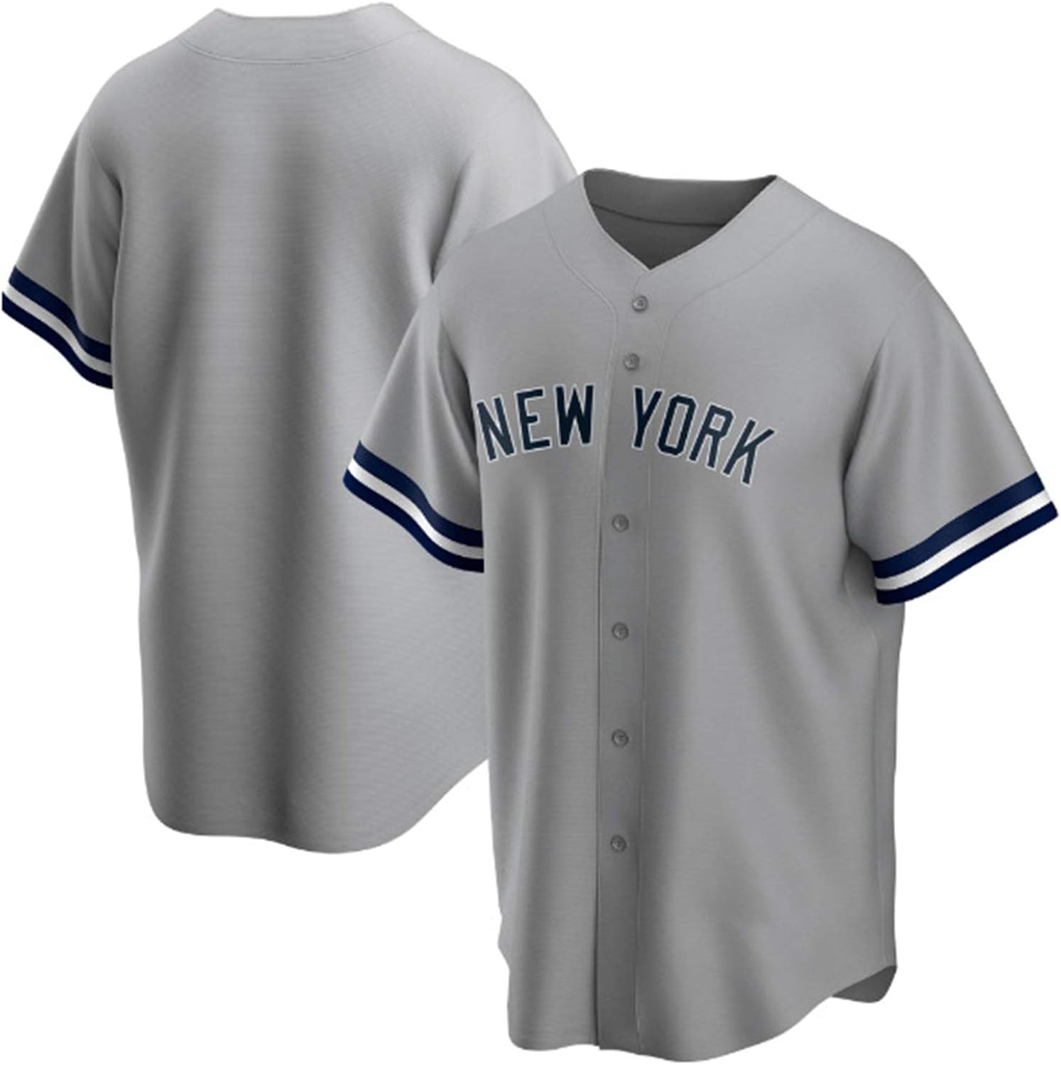 New York Baseball Shirt, Herren Druck Baseball Trikot, Kurzarm Game Team Uniform Button Top (M