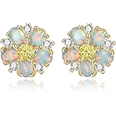 CiNily Flower Earrings,Opal Stud Earrings Sterling Silver or White Gold/Rose Gold Plated Ladies Flower Stud Earrings Cute Unique Earrings for Girls
