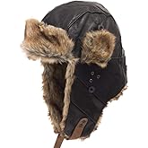 ULTRAFINO Australian Ushanka Trapper Genuine Leather Pilot Trooper Aviator Hat Men and Women