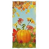 Pumpkin Autumn Leaves Grass Flowers Hand Towels