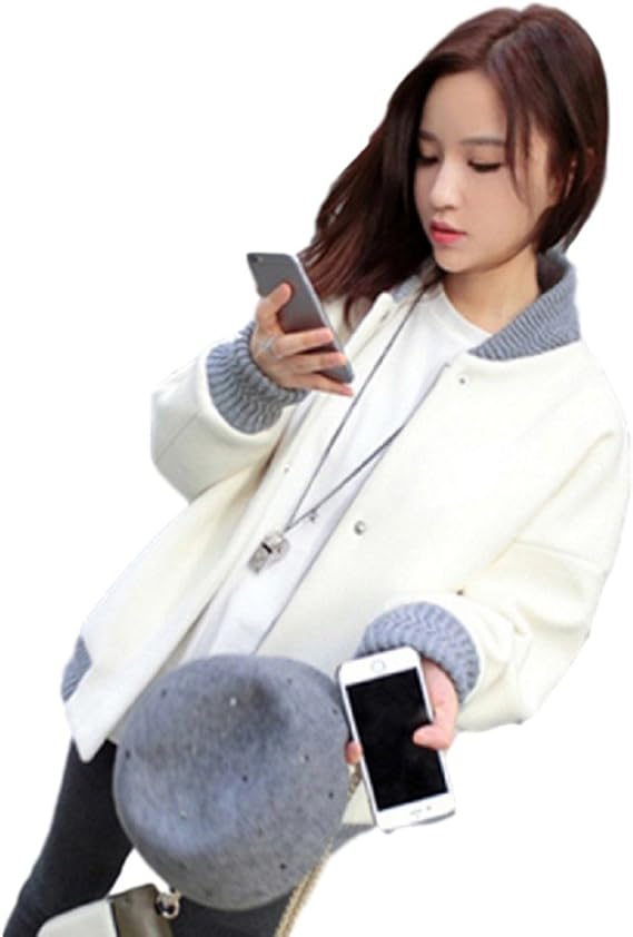 Amazon Teranos レディース アウター ジャンパー 綿入り 白 暖かい ゆったり かわいい 秋 冬 スポーツ ユニフォーム カジュアル 学生 通学 オシャレ L コート ジャケット 通販