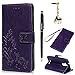 ASUS ZenFone 3 Max Case,ZC520TL Case - Slim Fit Wallet Case Flip Kickstand 3D Embossed Clovers Premuim PU Leather Case with Shock-Absorption TPU Inner Cover & Dust Plug Stylus Pen by Badalink - Purple