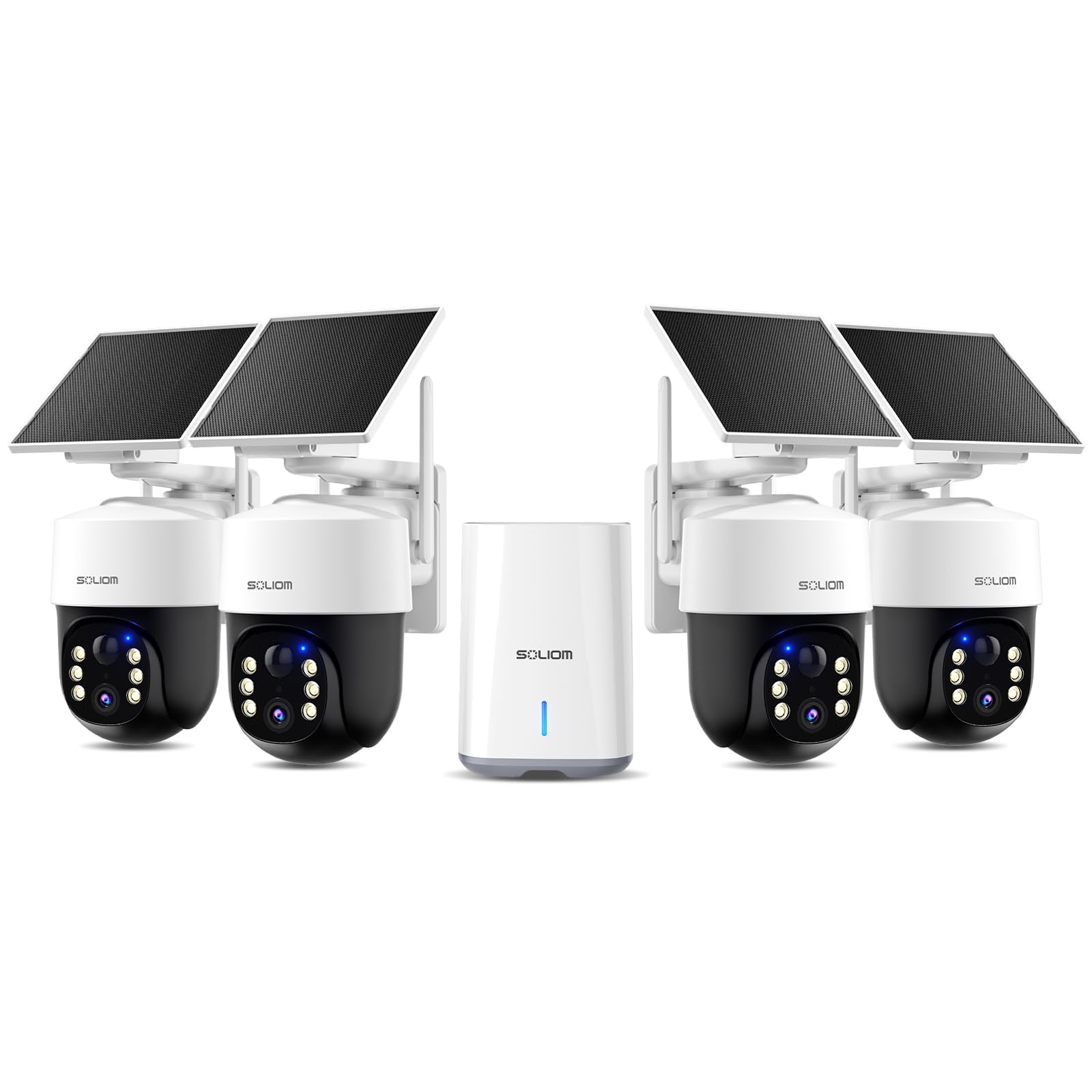 Photo 1 of SOLIOM Security Cameras Wireless Outdoor,8MP Ultra HD for Day and Night, No Subscription,Built in Radar,Solar Powered Cameras for Home Security, 360° Pan Tilt Auto Tracking,5G & 2.4G WiFi, 4-Cam Kit