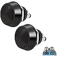 Quentacy 2Pack Momentary Push Button Switch Waterproof SPST DC 36V 2A Metal Shell 12mm 1/2" Hole (Black)