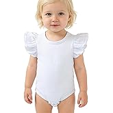 Doahapyker Baby Girls Ruffle Short Sleeve Bodysuit Infant Girl One Piece Romper Toddler Girl Solid Color Jumpsuit