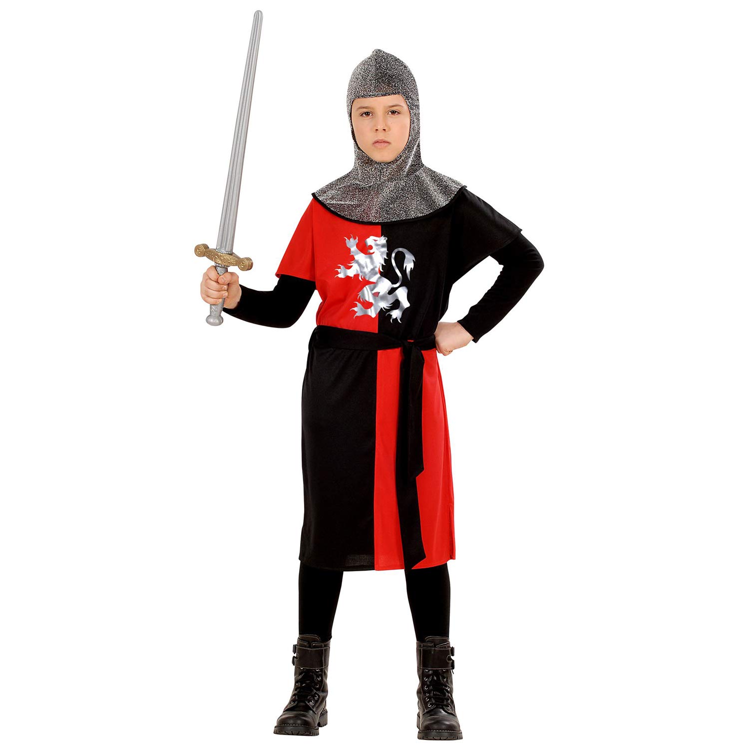Widmann - Children's costume medieval warrior, coat, belt, hood, carnival, theme party