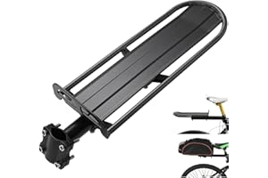 CMLLING Bicycle Luggage Cargo Carrier, Aluminum Alloy Retractable Bike Luggage Stand,Adjustable Bike Rear Rack, 22Lbs Capacit