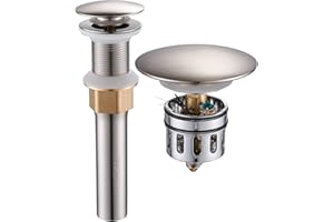 REGALMIX Bathroom Sink Drain, Vessel Sink Pop Up Drain With Detachable Basket Stopper,Anti-Explosion And Anti-Clogging Drain Strainer, Sink Drain Assembly Without Overflow Brushed Nickel, RWF082B