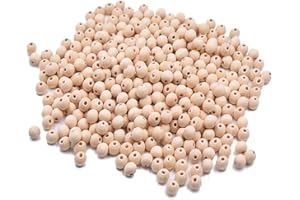 hesmartly 300Pcs 8mm Wooden Spacer Beads - Round Unfinished Natural Wood Loose Beads