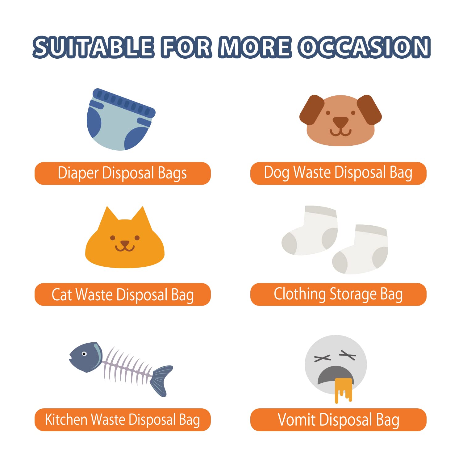 Deefre Odor Sealing Disposable Diaper Bags XS/300 Count Diaper Sacks Scented Diaper Trash Bags Large Capacity Diaper Disposal or Pet Waste Bags