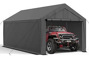 GAILDON Carports 10x20ft Heavy Duty - All Weather Carport Canopy with Removable Sidewalls & Reinforced Steel Frame, Portable Carport Garage for Boat Truck Party, Grey