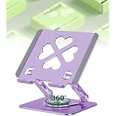 Axbima Adjustable Tablet Stand, Foldable 360&deg; Aluminum Holder, Purple | Open Ventilated Design, 360&deg; Rotation &amp; Adjustable Viewing Angle, Fits iPad Pro&amp; Samsung, Stable Support for Home &amp; Office