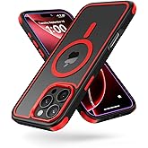 Mobnano for iPhone 16 Pro Max Case, Compatible with MagSafe, Crystal Clear Case with Magnetic Ring, Multicolor Protective Shockproof Bumpers, Not Yellowing Slim Cover for Men Women - Black/Red