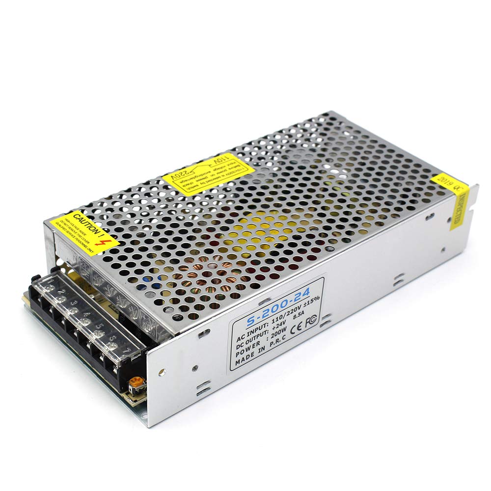 inShareplus 24V 8.5A 200W, DC Universal Regulated Switching Power Supply, 110/220V AC to DC 24 Volt LED Driver, Converter, Transformer for LED Strip Light, CCTV, Computer Project, 3D Printer