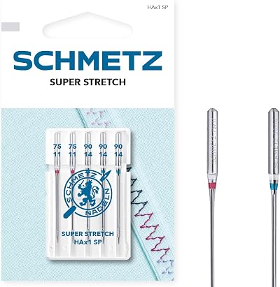 Schmetz 5 Super Stretch Needles HAX1 SP Size 75/11-90/14 Flat Shank