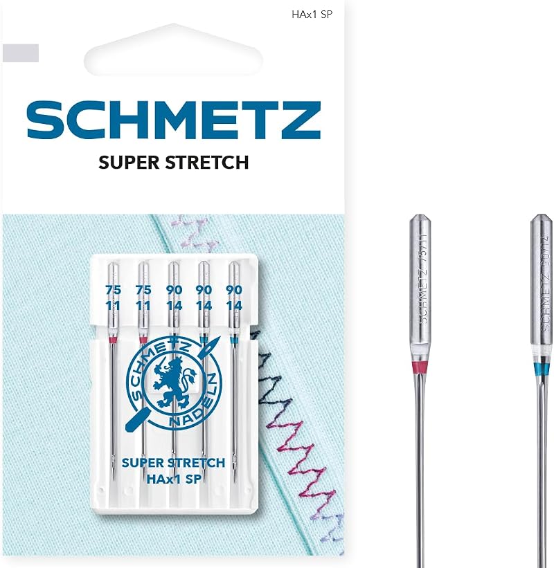 Schmetz 5 Super Stretch Needles HAX1 SP Size 75/11-90/14 Flat Shank
