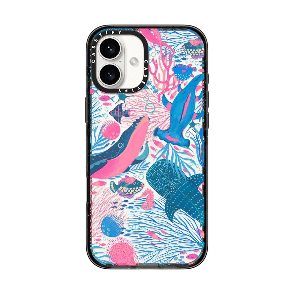 CASETiFY Impact iPhone 16 Plus Case [Slim / 8.2ft. 4X Military Grade Drop Protection/Wireless Charging Compatible] - Under The Sea - Clear Black — image 1