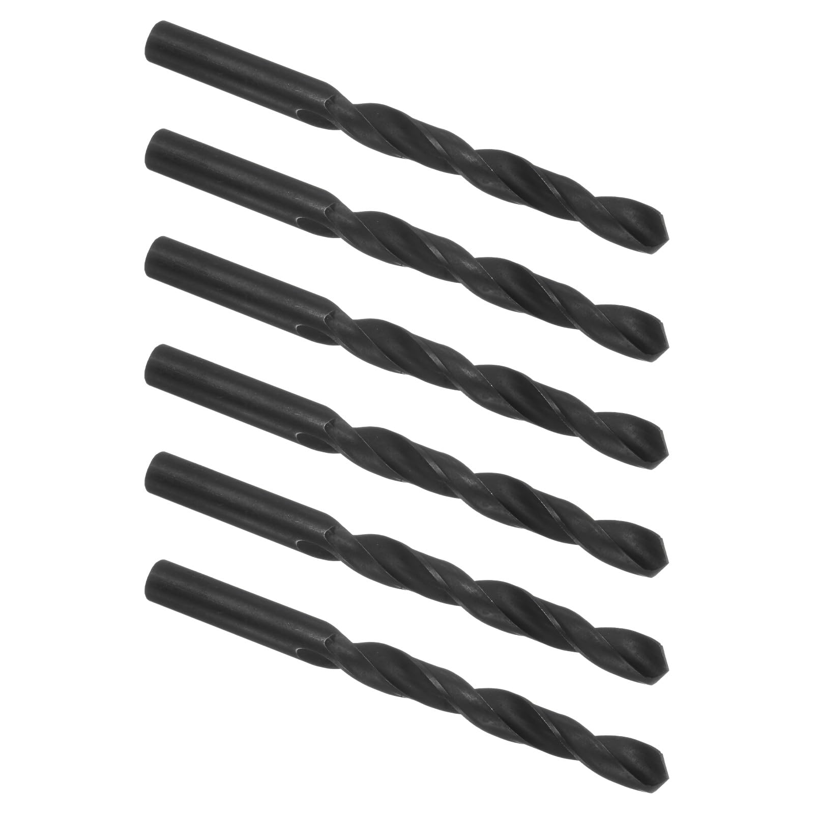 Kozelo 6PCS Twist Drill Bit - [15/32"] High-Speed Steel Round Shank Jobber Bit Set Black for Metal Wood Plastic Steel Use, 100mm/3.94" Blade Length