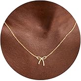 Hothrty Bow Necklace for Woman Preppy Dainty Coquette Choker Pendant Bow Jewelry Trendy Cute Gold Necklace for Woman Aesthetic Gift