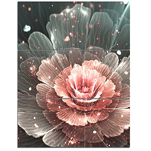 Design Art  Abstract Fractal Pink Gray Flower - Floral Canvas Art