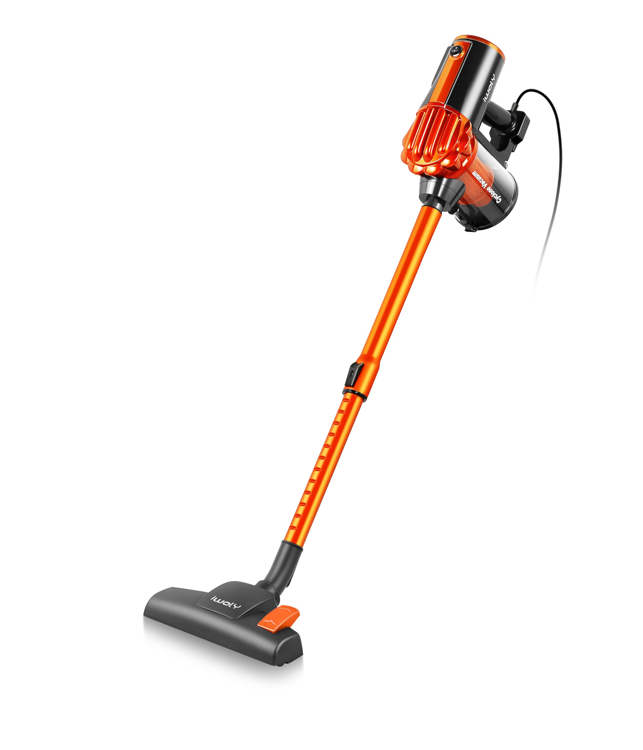iwoly 掃除機 V600 サイクロン 600W ハイパワー 超強力吸引 コード式 スティッククリーナー HEPAフィルター コード付き コンパクト 静音 超軽量 2way オレンジ商品画像