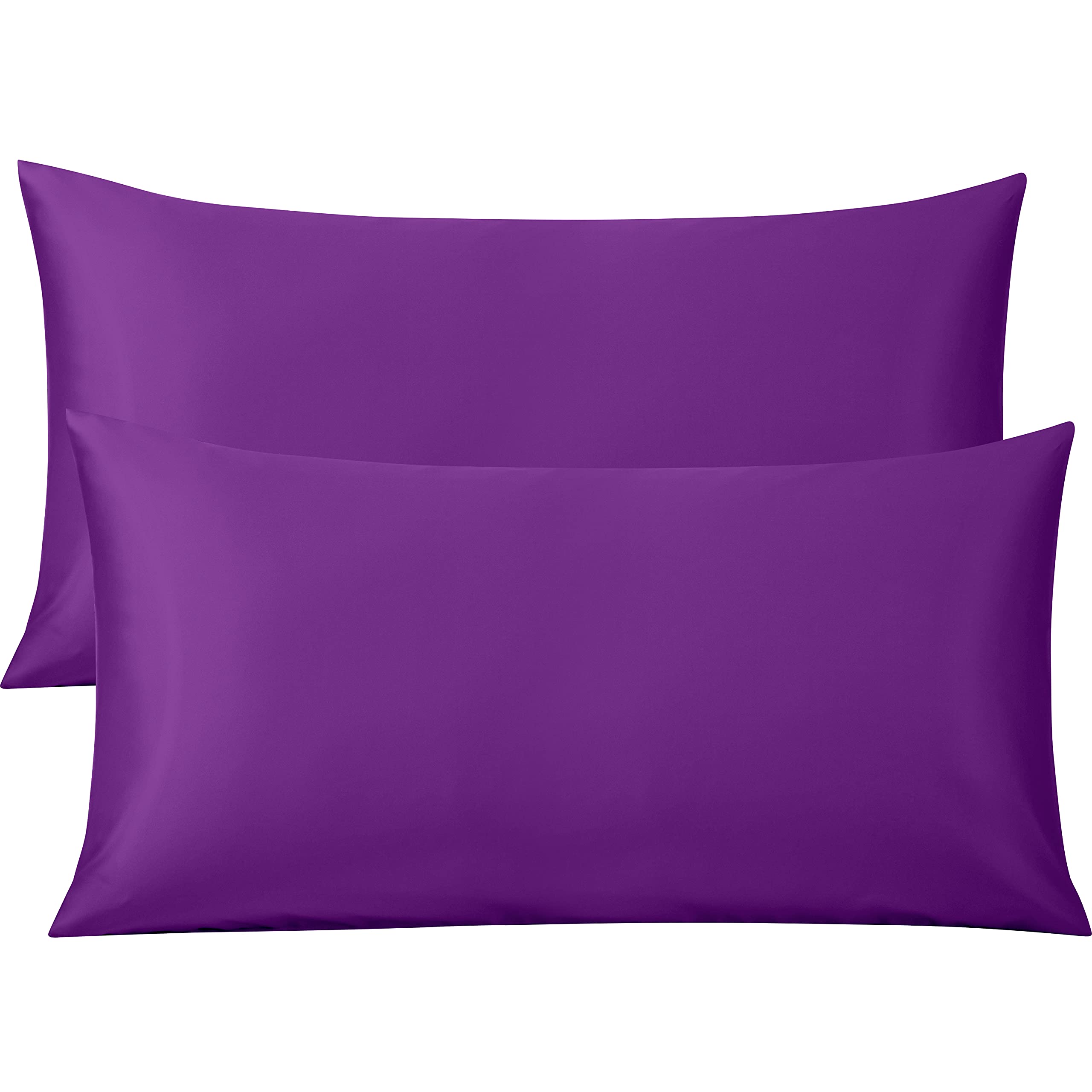 FLXXIE 2 Pack 500 Thread Count 100% Egyptian Cotton Pillowcases, Super Cozy and Breathable King Pillow Cases with Envelope Closure, 50x90 cm, Purple