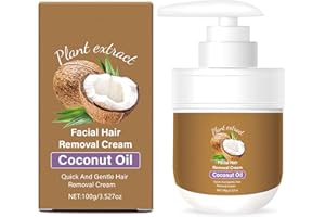 HACHIAC Coconut Oil Facial Hair Removal - Gentle Body Hair Removal Cream for Women, with Coconut Oil, Aloe and Peach Plant Extract, Moisturizing Nourishing Non-Sticky, 3.52 Fl.Oz (1, 1 pcs)