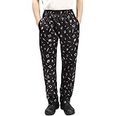 Men's and Women's Baggy Chef Pants Floral Restaurant Work Pants and Kitchen Uniform Loose Cargo Style Chef Pants