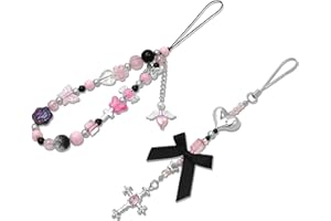 CIOATU 2 Pack Phone Charms, Cute Aesthetic Beaded PhoneCharm Strap Phone Lanyard String PhoneChain Accessories for Bag Keychain Airpods Camera Pendants