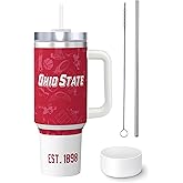 Hoiboo Tumbler 30oz Straight Skinny Portable Handle Car Cups With Anti slip Sleeve Straw Dust Cover,Sports Travel,Stainless Steel Insulated Gifts for Men Women Fans