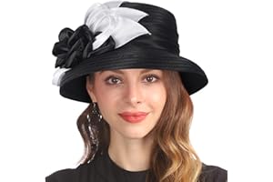 GLAKJGIY Derby Hat for Women Church Tea Party Wedding Cloche Bowler Bucket Hats
