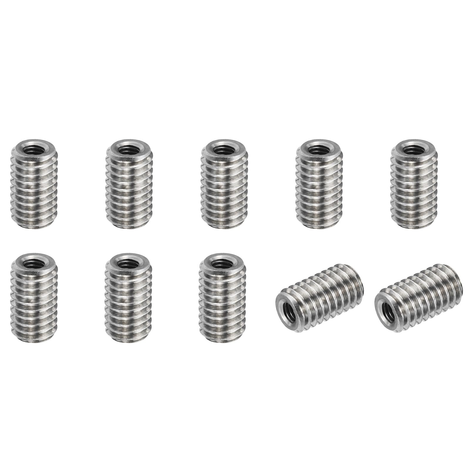PATIKIL 304 Stainless Steel Thread Adapters Sleeve Reducing Nut, 10 Pcs M6x1.0 Male to M3x0.5 Female Repair Insert Nut Screw Reducer 10mm