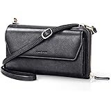 nuoku Womens RFID Wallet Purse Wristlet Crossbody Clutch with Zip Around 2 Strap