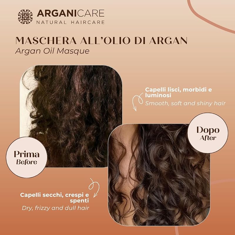 Maschera Capelli Ricci 500 ml, trattamento nutriente e disciplinante per definire i ricci, aiuta a ridurre il crespo e a migliorare morbidezza e pettinabilità, uso dopo shampoo