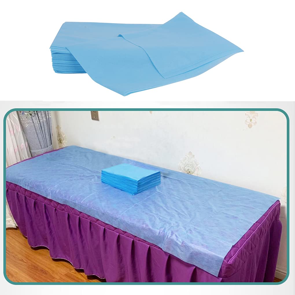 Disposable Bed Sheets Massage Sheets Covers Massage Table Sheet Fabric Bed Cover Beauty Salon Hotels Spa Bed Sheets Bed Pads Underpads Massage Table Paper for Massage Facial Waxing 10PCS (Blue)