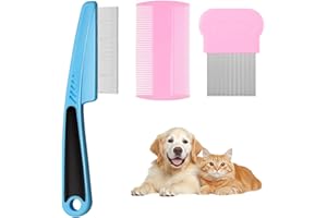 Lice Comb for Dog Cat Fine Tooth Flea Comb Set Metal Head Flea Combs Durable Pet Hair Grooming Brush Effectively Clean Remove