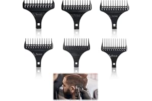 Yenblow 6 Pcs Hair Clipper Limit Comb Guide, Professional Set of 6 T Wide Trimmer Guides Replacement Compatible with Wahl T Blade Guides #3792 – Fits the 5 Star Detailer #2215 T Blade (Black-6Pack)