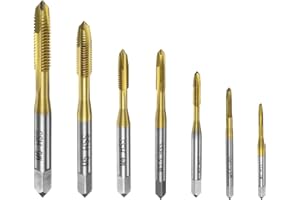 uxcell 7pcs Spiral Point Tap Set M2 M2.5 M3 M3.5 M4 M5 M6 Metric Thread Screw Taps, Titanium Coated High Speed Steel 6542 Mac
